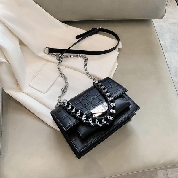 

evening bags winter high-quality casual pu female bag 2021 korean fashion all-match lock chain single shoulder messenger small square