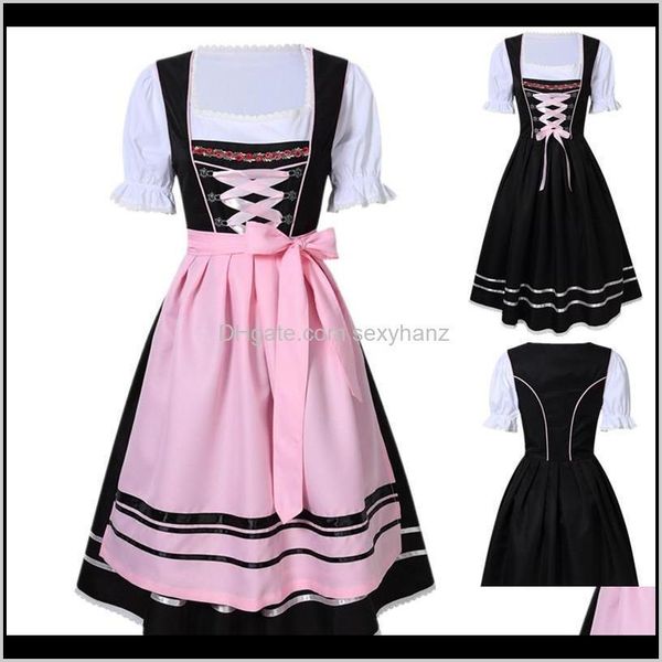 Accessori per costumi Costume da cameriera dell'Oktoberfest da donna per adulti Dirndl bavarese Costume da ragazza della birra Tedesca Wench Fantasia Fancy Dress Biqsz Ghf2F