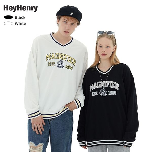 

henry american casual baseball jacket men's and women's hip hop lovers street v-neck sports jacket fashion, Black