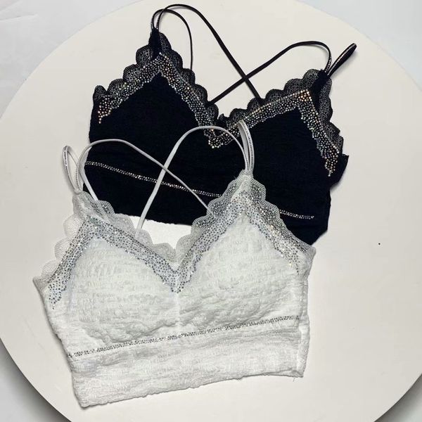 

5.47 million lizi network thin bubble thin strap wrapped chest latex cup drilling womens underwear vest beauty back, Black;white