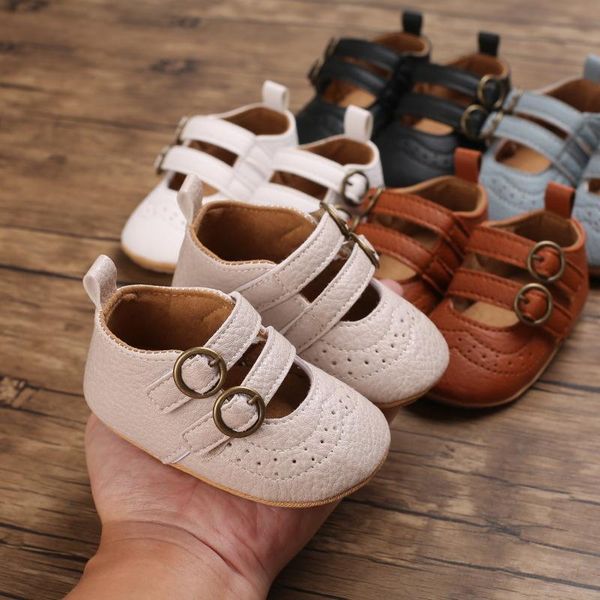 

first walkers baby shoes retro leather boy girl multicolor toddler rubber sole anti-slip infant born moccasins