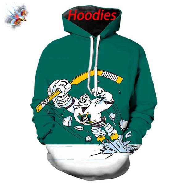 

men's hoodies & sweatshirts 2021 thin and light the mighty ducks t-shirt funny ice hockey movie film stick puck pads helmet cotton hood, Black