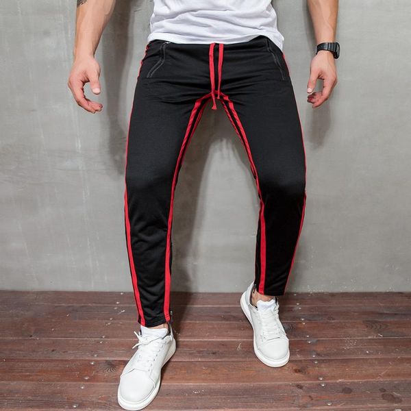 

men's pants 2021 spring and autumn simple side-side double ribbon decoration leisure sports for jogging, Black