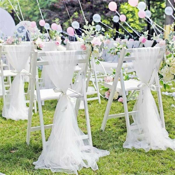 

novelty romantic organza chair cover sashes wedding party festive banquet decor