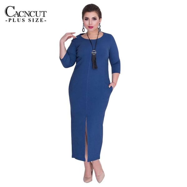 

casual dresses cacncut 5xl 6xl big size long dress splits elegant maxi 2021 spring women office party large vestido, Black;gray