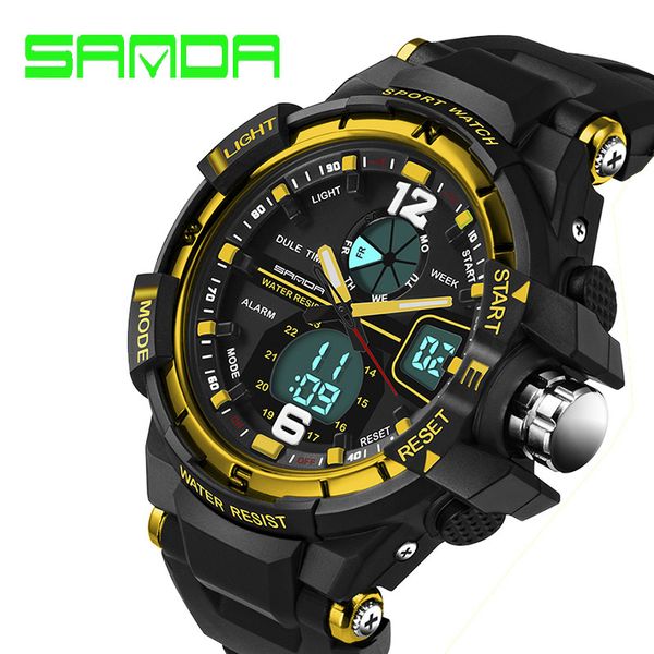

sanda brand luxury sports watch fashion military watch men clock male waterproof led digital watch relogio masculino x0524, Slivery;brown