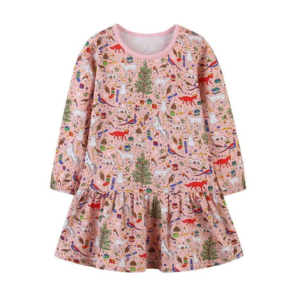 

jumping meters princess christmas party dress animals print cute children's costume for autumn spring baby year dresses girl's, Red;yellow