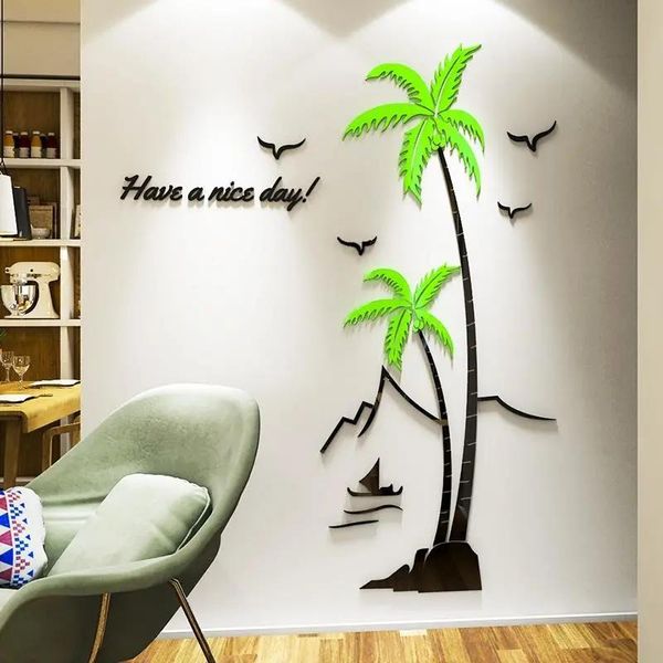 

wall stickers 3d coconut tree decor decals for mediterranean el diningroom porch background diy self-adhesive mural