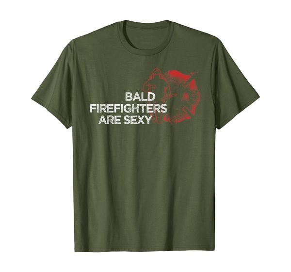 

bald firefighter t-shirt funny gift for bald men fireman job, White;black
