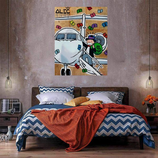 

alec monopoly private airplane huge oil painting on canvas home decor handcrafts /hd print wall art pictures customization is acceptable 210