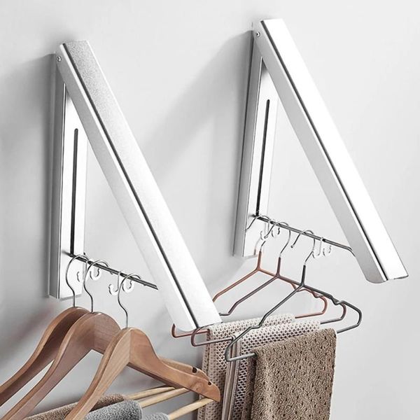 

hangers & racks portable folding clothes hanger el wall-mounted bathroom drying rack household retractable invisible rail