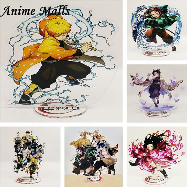 

keychains anime demon slayer: kimetsu no yaiba kamado tanjirou nezuko acrylic stand figures plate holder model decor gift, Silver