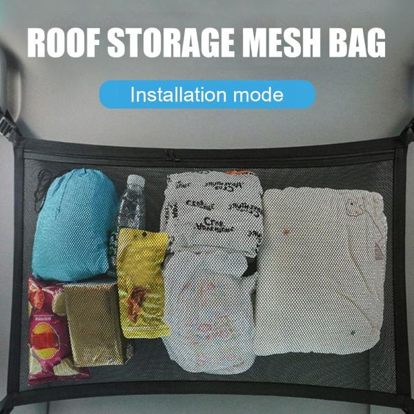 

car ceiling storage net pocket 8kg capacity travel organizer auto accessories for outdoor personal parts decoration