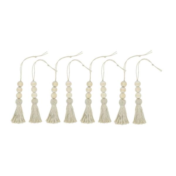 

decorative objects & figurines 6pcs wooden tassel beads ornaments cotton string beading closet door handle decoration for homering bead hand