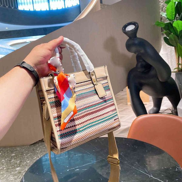 

2021 coco rainbow stripe weaving fashion age reducing hand bag for girls summer travel shopping dssb phps luxuryss designerss yw