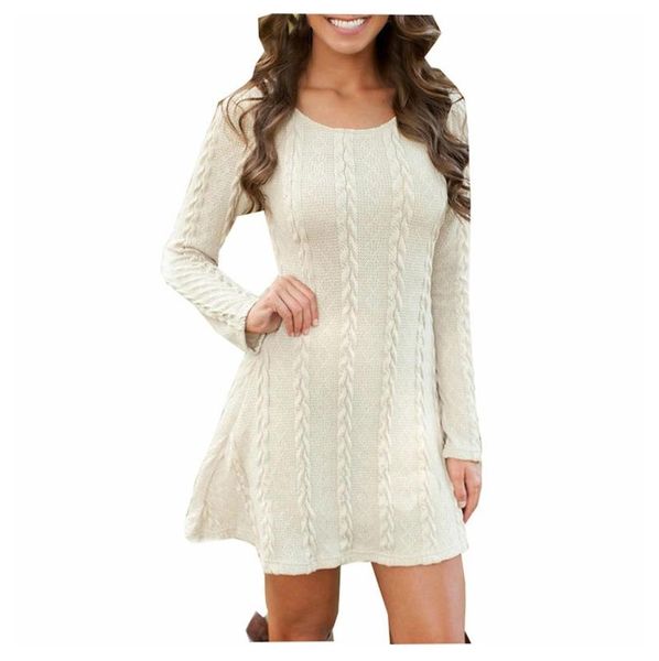 

plus size 5xl winter warm knitting dress women casual o-neck long sleeve solid color short sweater female vestidos dresses, Black;gray