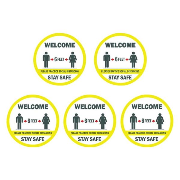 

wall stickers 5pcs round keeping distance reminding sign for public place