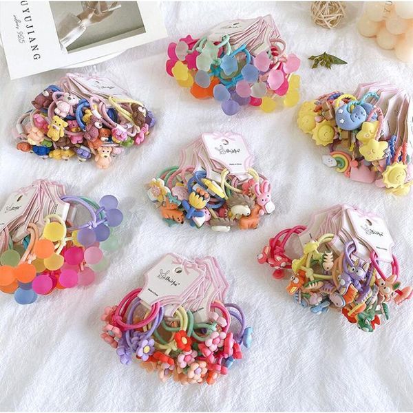 

(20pcs in) kids mini cute handmade knotted hair ties bands super stretch elastic ponytail holder accessories for girls, Slivery;white