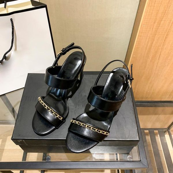 

dress shoes summer 2021 peep-toe metal high-heel fashion sandal for women sandals, Black