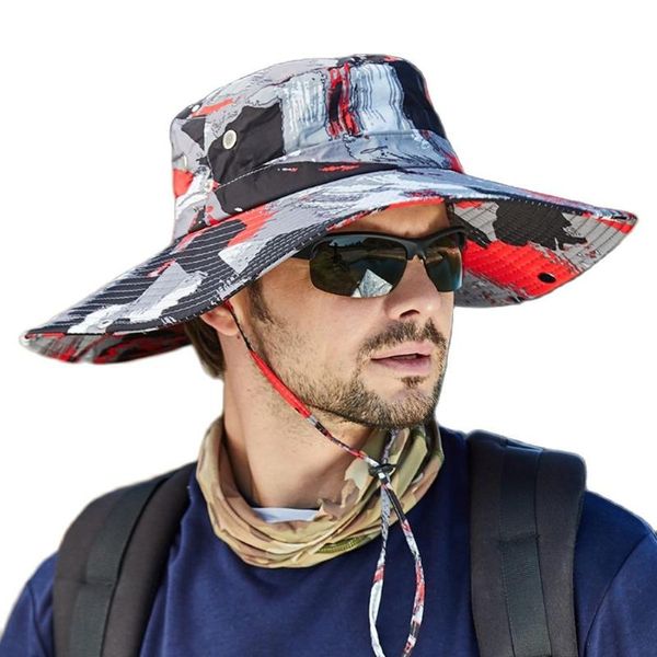 

outdoor hats fishing sun hat large wide brim bucket men waterproof panama cap summer breathable sun-proof hiking, Black;white