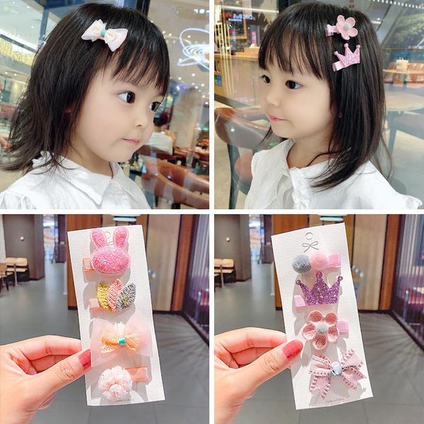 

cute bow children's hairpins lace cloth hairgrip girl's baby hair clips set 2021 korean fashion side clip accessories gift, Slivery;white