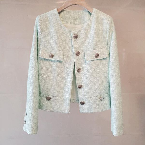 

two piece dress zawfl fashion women's jacket, long sleeve tweed coat, ee binding design, french single button, autumn and winter, 2021, White