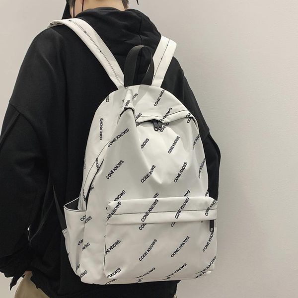 

backpack solid color canvas female light 2021 school bag college student class