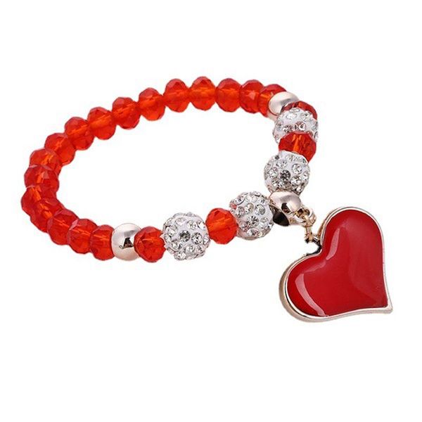 

link, chain luxury colorful crystal ball lovely lucky heart charm bracelet for women girls fashion jewelry birthday gifts, Black