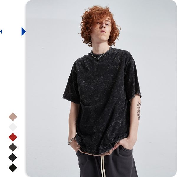 

oversize pure cotton tshirts men half sleeve tee shirt streetwear loose top, White;black
