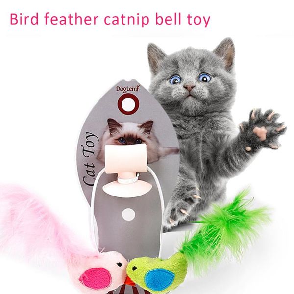 

cat toys pet kitten feather toy glass sucker holder funny teaser wand window bird interactive training cats