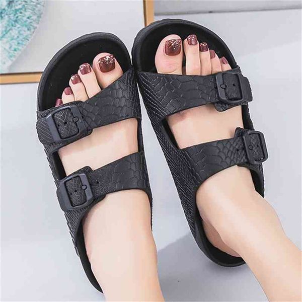 

summer women outdoor slides double adjustable buckle strap non slip sole leisure beach slippers sandals ladies shoes female 210619, Black