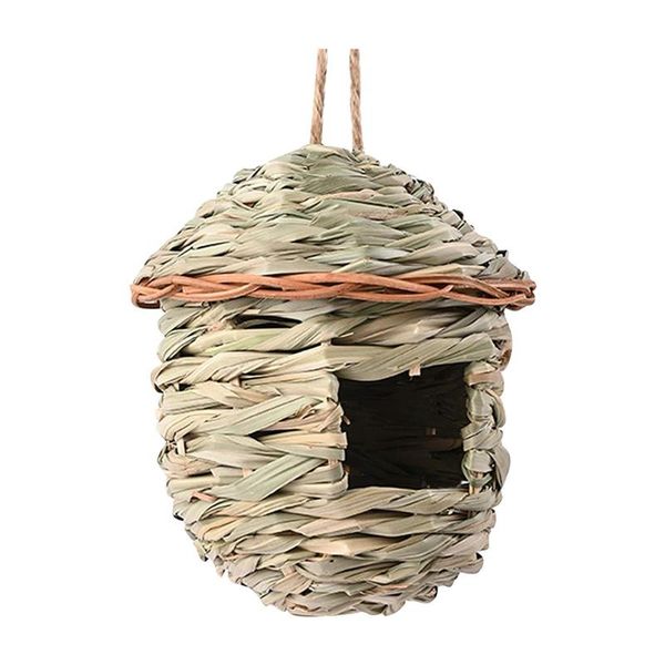 

straw woven bird house nests box hanging home garden decoration nest pet yard cages
