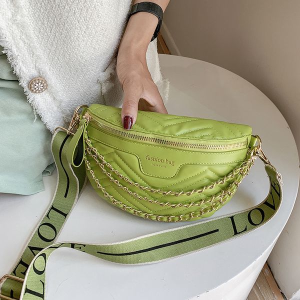 

waist bag women's ins popular 2021 fashion texture chest net red foreign style broadband single shoulder messenger