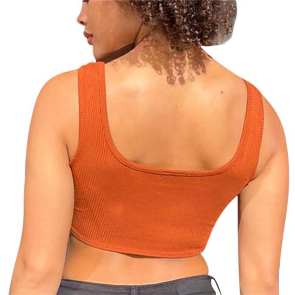 

women's t-shirt women sleeveless bodycon button crop harajuku tees mujer camisetas 2021 gothic black knitted summer t shirts, White