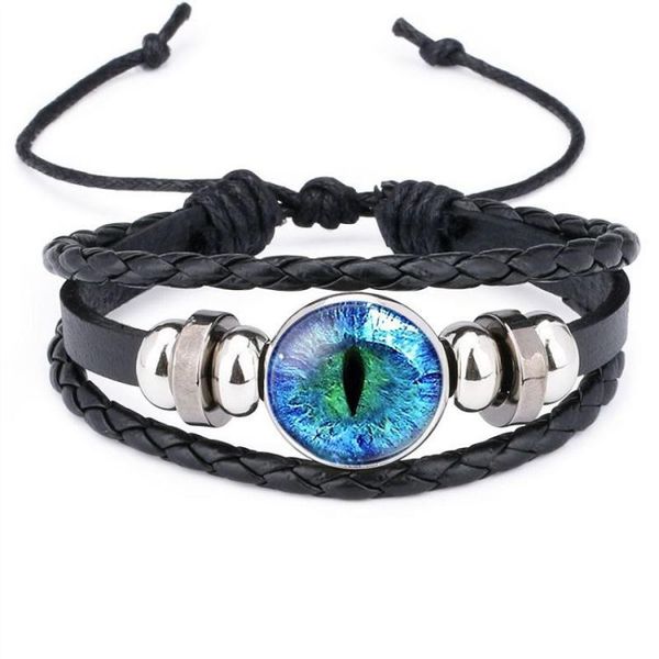 

beaded, strands vintage wholesale blue green cat eye bracelet fashion glamorous rhinestone national style pulsera women's men's or, Black