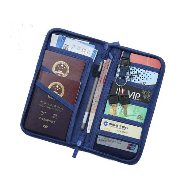 

wallets hand-held document bag with key ring, mobile phone change storage bag, travel abroad, hand type ticket passport holder, Red;black