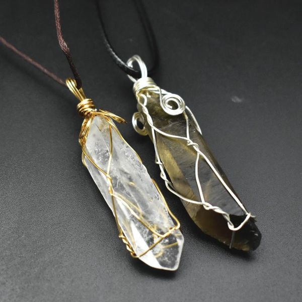 

pendant necklaces natural crystal hexagonal prism hemming spirit tea, Silver