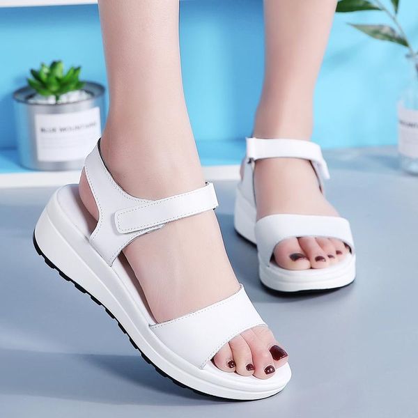

sandals wedge female high-heeled flip flops platform sole students, Black