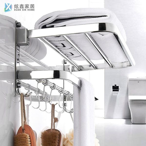 

towel racks bathroom black holder stainless steel rack can be folded hanger wall mounted shelf with hook home accessories