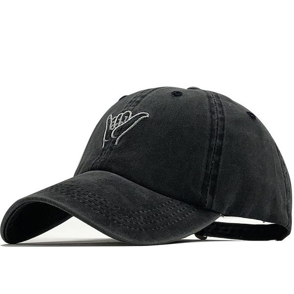 

finger embroidered baseball hat solid color curved brim pure cotton washed casual european and american men womens peaked cap, Blue;gray