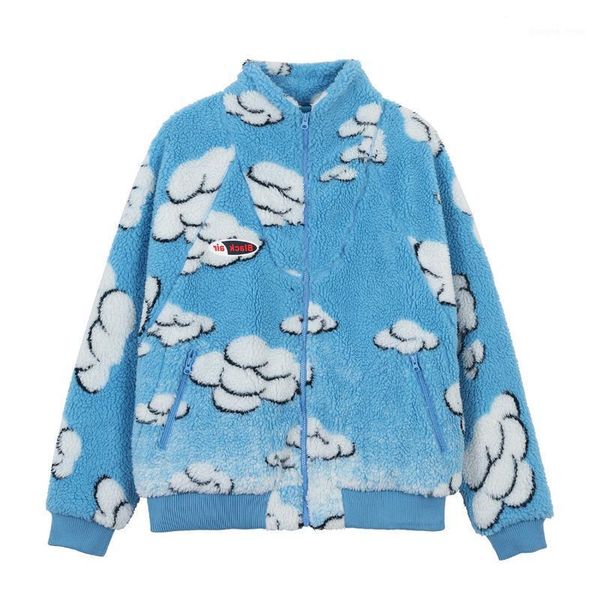 

men's down & parkas hip hop warm parka mens streetwear retro vintage cloud bomber coats winter harajuku fleece jacket outwear, Black