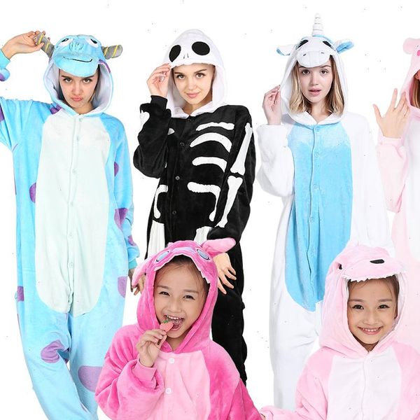 

kigucos all in one women sleepwear animal pajamas winter cartoon onesies children costumes unicorn pyjamas, Black;red