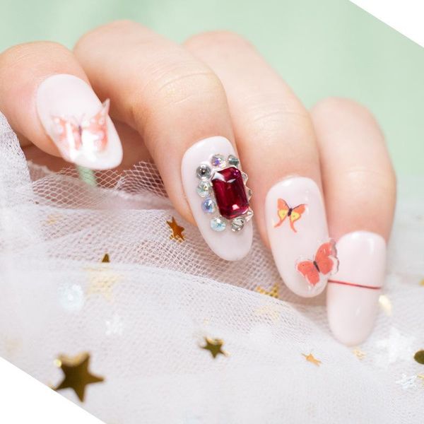 

nail art decorations sticker simulation laser color butterfly 3dnail decals waterproof diy jewelry decoration design, Silver;gold