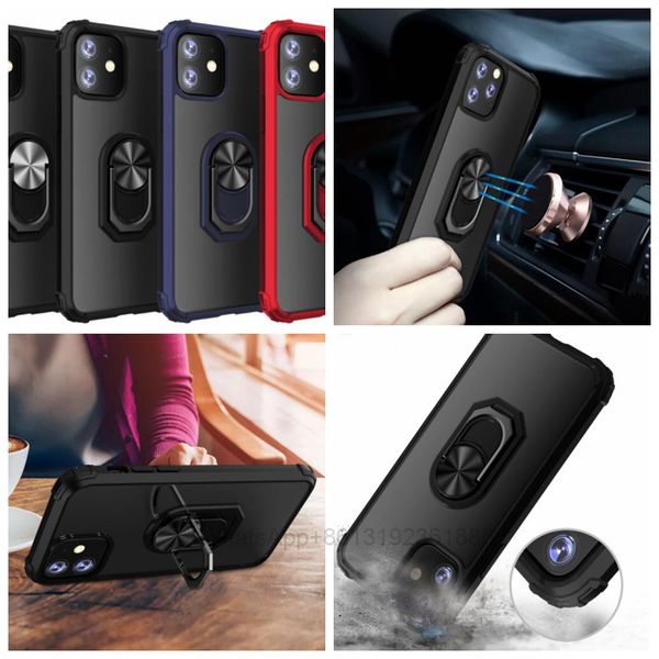 Carro CD dedo de metal anel de dedo anel caso para iphone 13 12 pro max mini 11 xs xs max x 7 6 acrílico tpu toque à prova de choque híbrido capa