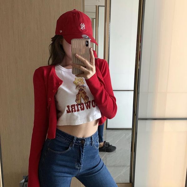 

thin knitted coat long sleeve women sweaters casual v neck solid color short red cardigans womens r98016, White;black