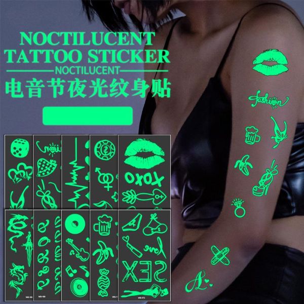 

temporary tattoos glow in the dark luminous tattoo fake waterproof stickers body art fluorescent sticke