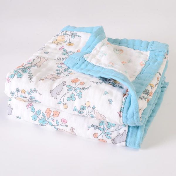 

blankets & swaddling baby summer blanket muslin cotton 6 layer gauze cartoon printing multi-function swaddle wrap bath towel born