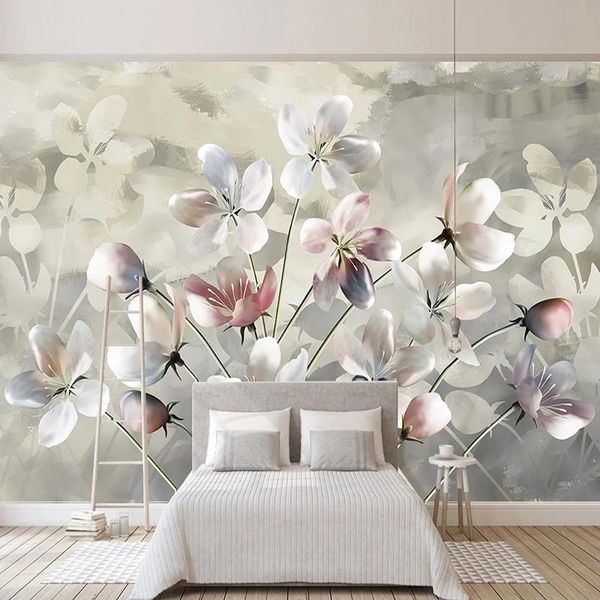 

wallpapers drop custom 3d wallpaper modern watercolor flowers murals background wall decor waterproof stickers