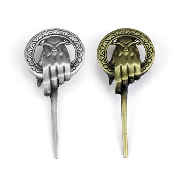 

pins, brooches hand of brooch song and fire finger fist sign power pin vintage punk fashion movie jewelry men women wholesale, Gray