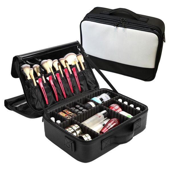 

arrival pu leather large capacity make up case professional travel hair scissor makeup bag cosmetic bags & cases